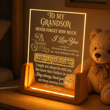 Load image into Gallery viewer, Personalized Acrylic Night Light with Wooden Base for Grandson Gift
