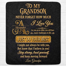 Load image into Gallery viewer, Personalized Leather Texture Blanket Custom Name Gift for Grandson