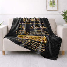 Load image into Gallery viewer, Personalized Leather Texture Blanket Custom Name Gift for Grandson