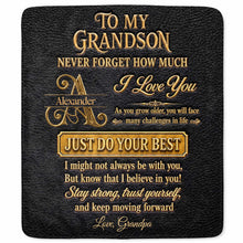 Load image into Gallery viewer, Personalized Leather Texture Blanket Custom Name Gift for Grandson