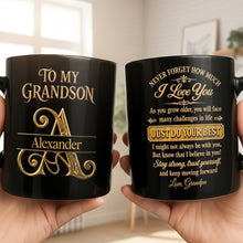 Load image into Gallery viewer, Personalized Black Mug Custom Message Gift for Grandson