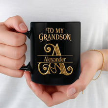 Load image into Gallery viewer, Personalized Black Mug Custom Message Gift for Grandson