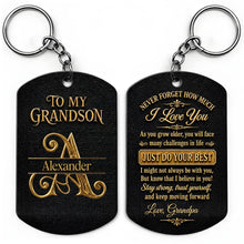 Load image into Gallery viewer, Personalized Stainless Steel Keychain for Grandson Love Note Gift