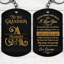 Load image into Gallery viewer, Personalized Stainless Steel Keychain for Grandson Love Note Gift