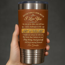 Load image into Gallery viewer, Personalized Leather Tumbler Custom Name Gift for Grandson