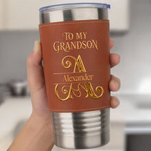 Load image into Gallery viewer, Personalized Leather Tumbler Custom Name Gift for Grandson