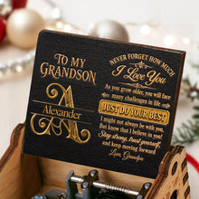 Load image into Gallery viewer, Personalized Wooden Music Box Custom for Grandson Love You