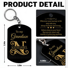 Load image into Gallery viewer, Personalized Stainless Steel Keychain for Grandson Gift Idea