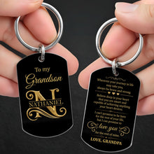 Load image into Gallery viewer, Personalized Stainless Steel Keychain for Grandson Gift Idea