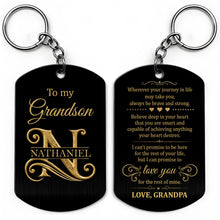 Load image into Gallery viewer, Personalized Stainless Steel Keychain for Grandson Gift Idea