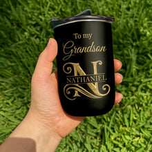 Load image into Gallery viewer, Personalized Stainless Steel Tumbler Custom Monogram Gift for Grandson