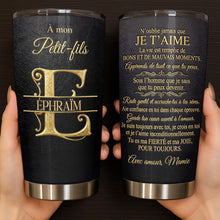 Load image into Gallery viewer, Personalized Stainless Steel Tumbler Custom Monogram Gift for Grandson