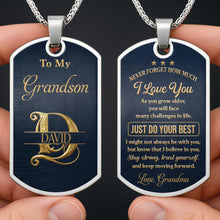 Load image into Gallery viewer, Personalized Stainless Steel Dog Tag Necklace for Grandson