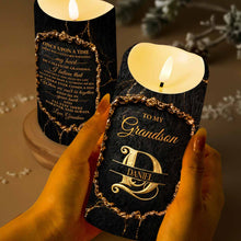 Load image into Gallery viewer, Personalized Flameless LED Candle Custom Golden Alphabet Art Gift for Grandson