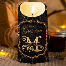 Load image into Gallery viewer, Personalized Flameless LED Candle Custom Golden Alphabet Art Gift for Grandson