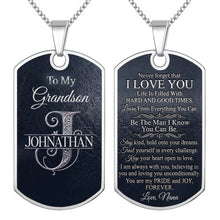 Load image into Gallery viewer, Personalized Dog Tag Necklace Custom Name Gift for Grandson