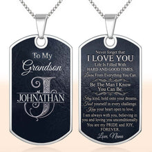 Load image into Gallery viewer, Personalized Dog Tag Necklace Custom Name Gift for Grandson