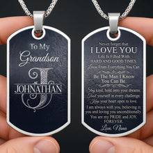 Load image into Gallery viewer, Personalized Dog Tag Necklace Custom Name Gift for Grandson