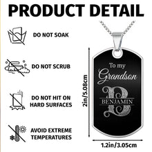 Load image into Gallery viewer, Custom Name Silver Dog Tag Necklace Personalized for Grandson