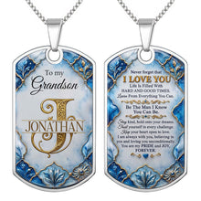 Load image into Gallery viewer, Personalized Dog Tag Necklace Custom Name for Grandson
