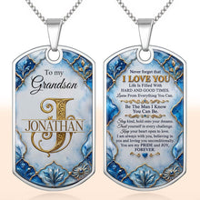 Load image into Gallery viewer, Personalized Dog Tag Necklace Custom Name for Grandson