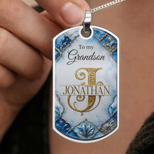 Load image into Gallery viewer, Personalized Dog Tag Necklace Custom Name for Grandson