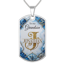 Load image into Gallery viewer, Personalized Dog Tag Necklace Custom Name for Grandson