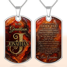Load image into Gallery viewer, Personalized Dog Tag Necklace Custom Initial for Grandson