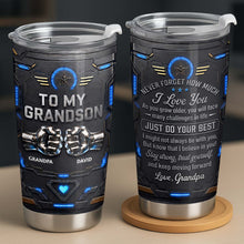 Load image into Gallery viewer, Personalized Stainless Steel Tumbler for Grandson Custom Message Gift