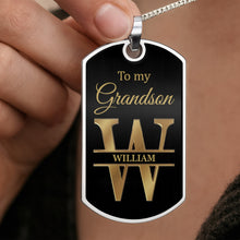 Load image into Gallery viewer, Personalized Dog Tag Necklace Custom Initials for Grandson