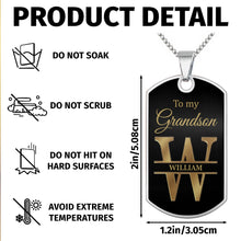 Load image into Gallery viewer, Personalized Dog Tag Necklace Custom Initials for Grandson