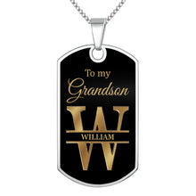 Load image into Gallery viewer, Personalized Dog Tag Necklace Custom Initials for Grandson