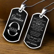 Load image into Gallery viewer, Personalized Stainless Steel Dog Tag Necklace for Grandson