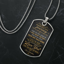 Load image into Gallery viewer, Custom Gold Letter Dog Tag Necklace Personalized for Grandson