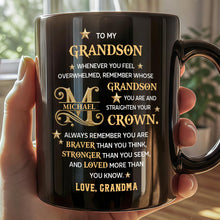 Load image into Gallery viewer, Personalized Black Mug Custom Gift for Grandson with Monogram Stars