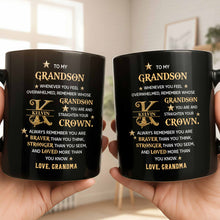 Load image into Gallery viewer, Personalized Black Mug Custom Gift for Grandson with Monogram Stars