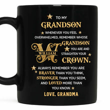 Load image into Gallery viewer, Personalized Black Mug Custom Gift for Grandson with Monogram Stars
