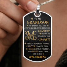 Load image into Gallery viewer, Personalized Dog Tag Necklace for Grandson Custom Name Gift