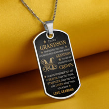 Load image into Gallery viewer, Personalized Dog Tag Necklace for Grandson Custom Name Gift