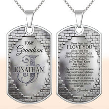 Load image into Gallery viewer, Personalized Stainless Steel Dog Tag Necklace for Grandson