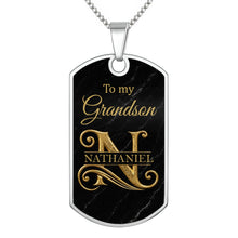 Load image into Gallery viewer, Personalized Dog Tag Necklace Custom Name Gift for Grandson