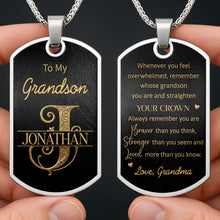 Load image into Gallery viewer, Personalized Dog Tag Necklace Custom Initials Gift for Grandson