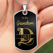 Load image into Gallery viewer, Personalized Dog Tag Necklace Custom Initials Gift for Grandson