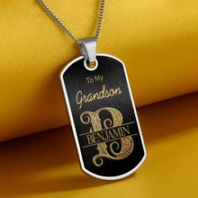 Load image into Gallery viewer, Personalized Dog Tag Necklace Custom Initials Gift for Grandson