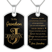 Load image into Gallery viewer, Personalized Dog Tag Necklace Custom Initials Gift for Grandson