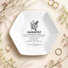 Load image into Gallery viewer, Personalized Hexagonal Ceramic Jewelry Dish Custom Name Gift for Hairstylist