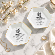 Load image into Gallery viewer, Personalized Hexagonal Ceramic Jewelry Dish Custom Name Gift for Hairstylist