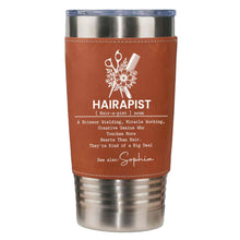 Load image into Gallery viewer, Personalized Leather Tumbler for Hairstylist Custom Name Gift