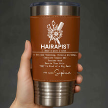 Load image into Gallery viewer, Personalized Leather Tumbler for Hairstylist Custom Name Gift