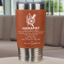 Load image into Gallery viewer, Personalized Leather Tumbler for Hairstylist Custom Name Gift